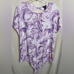New Rue + Purple Swirl Ribbed Bodysuit/ Top